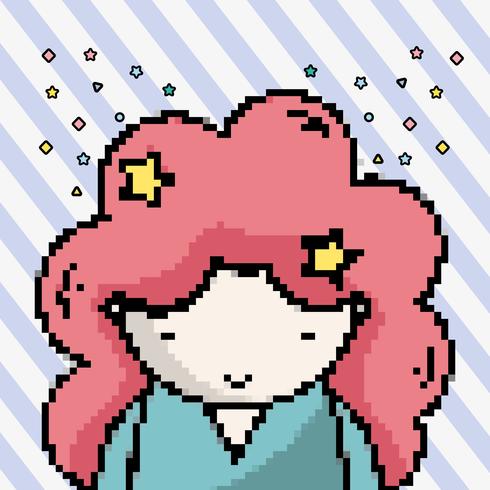 Cute girl pixel art vector