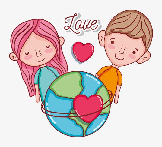 Kids and love cartoons vector