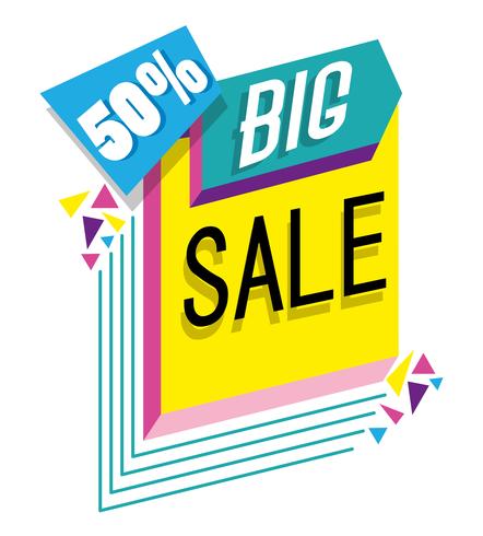 Big sale shopping poster memphis style vector