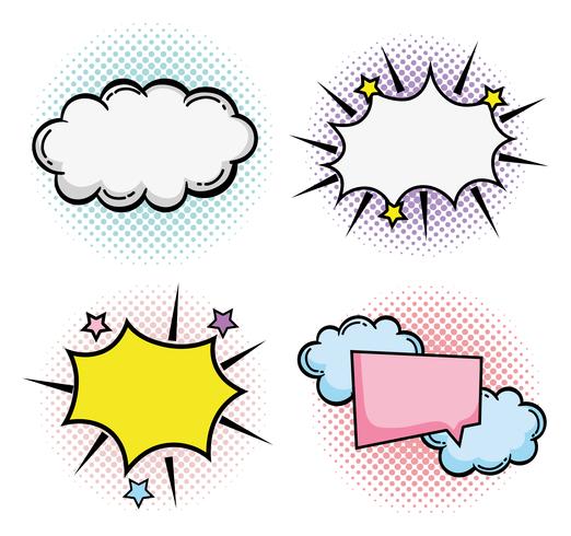 Set of pop art cartoons vector