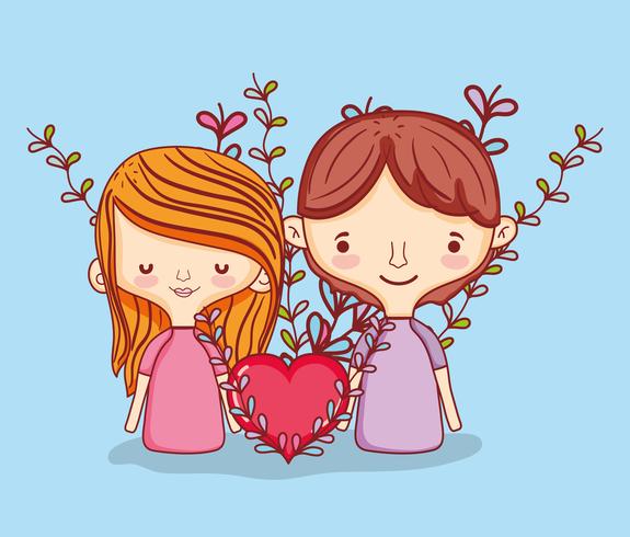 Niños y caricaturas de amor. vector