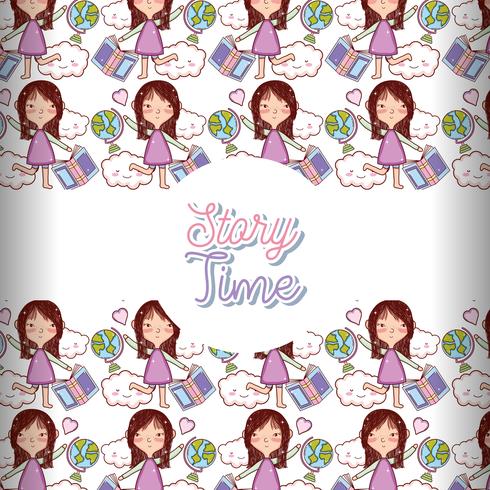 Story time books background pattern vector