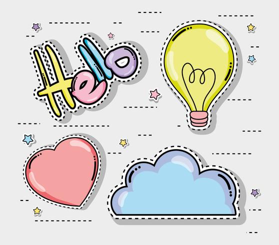 Hello card with cute cartoons vector