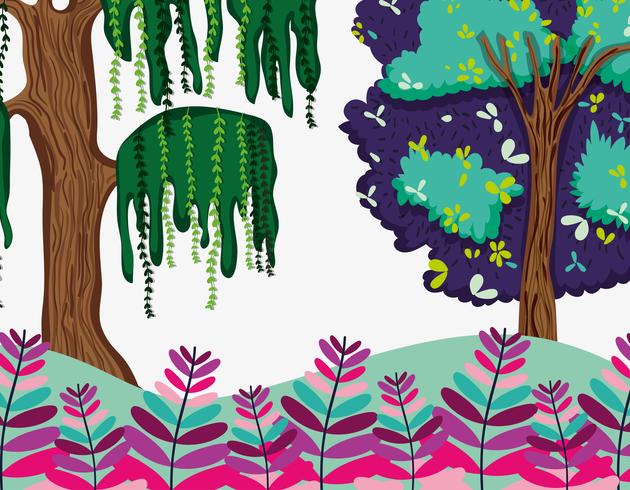 Beautiful forest scenery vector