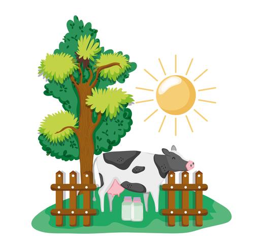 Beautiful farm cartoons vector