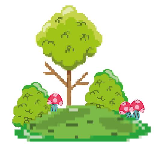 Paisaje de bosque pixelado. vector