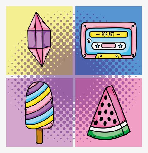 Set of pop art cartoons vector