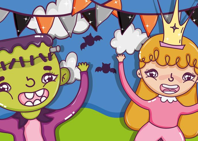 Halloween y dibujos animados infantiles vector