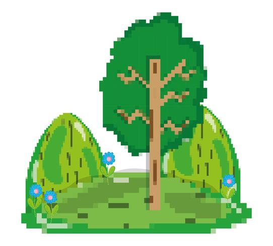 Paisaje de bosque pixelado. vector