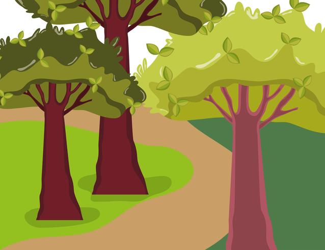 Beautiful forest scenery vector