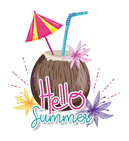 Hello summer cartoons vector