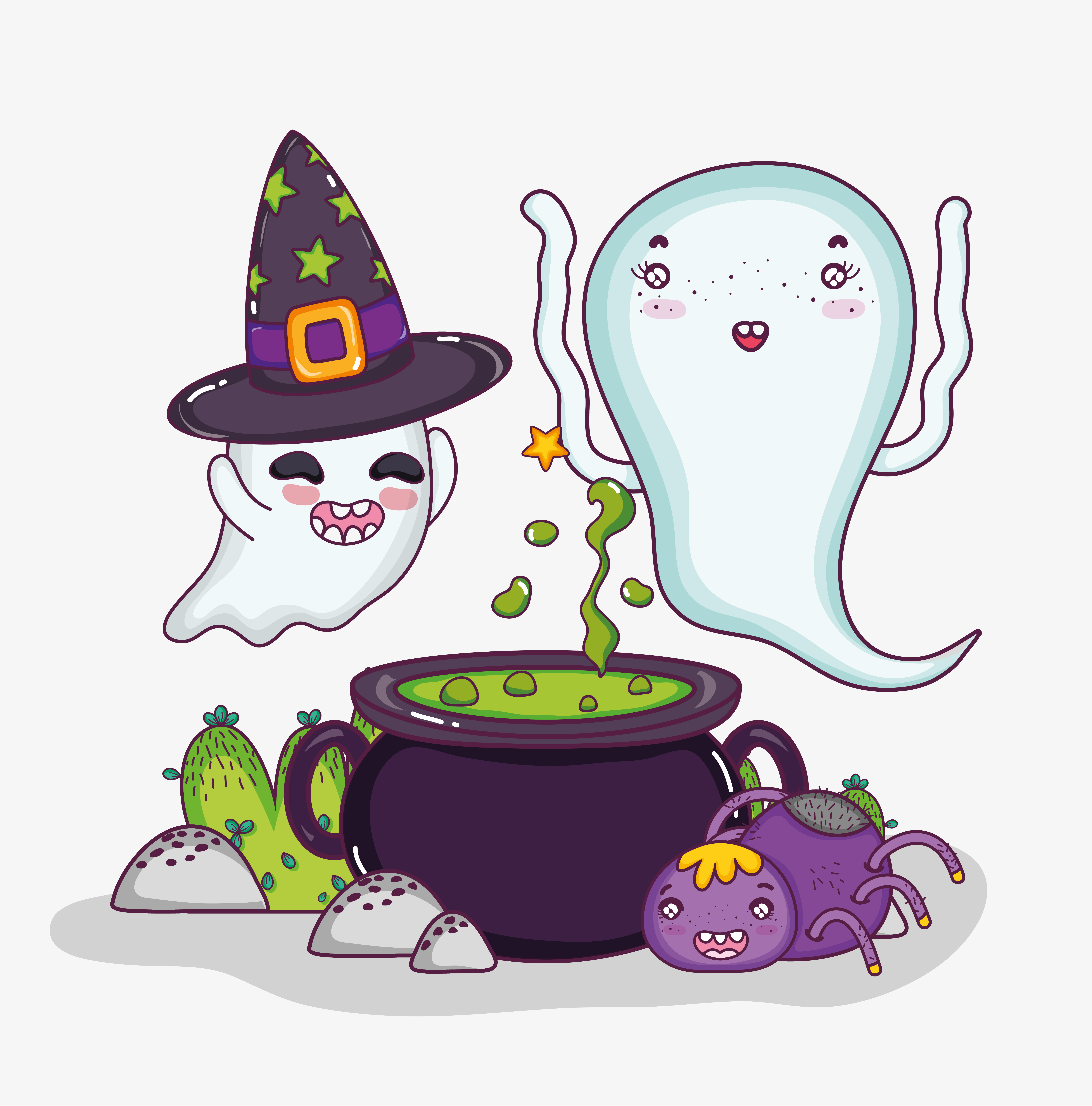 Cute ghosts halloween cartoons - Download Free Vectors ...