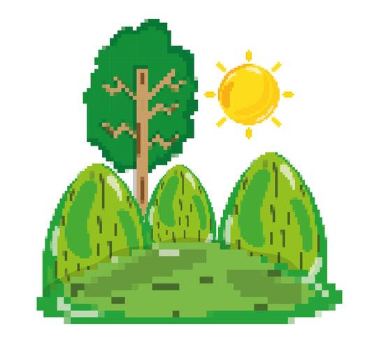 Paisaje de bosque pixelado. vector