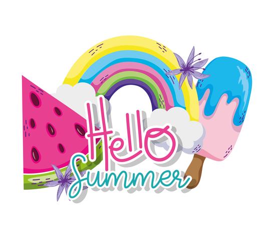 Hello summer cartoons vector