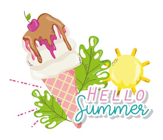 Hello summer cartoons vector