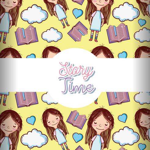 Story time books background pattern vector