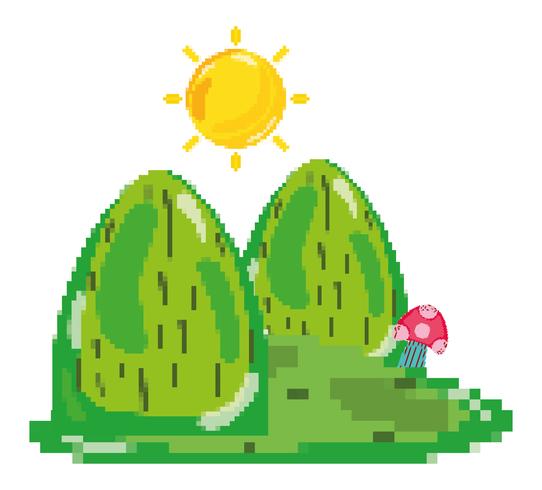 Paisaje de bosque pixelado. vector