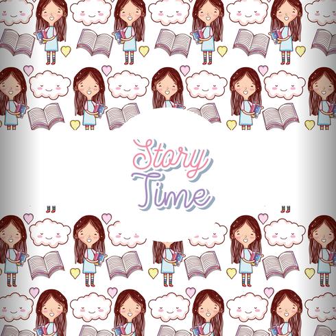 Story time books background pattern vector