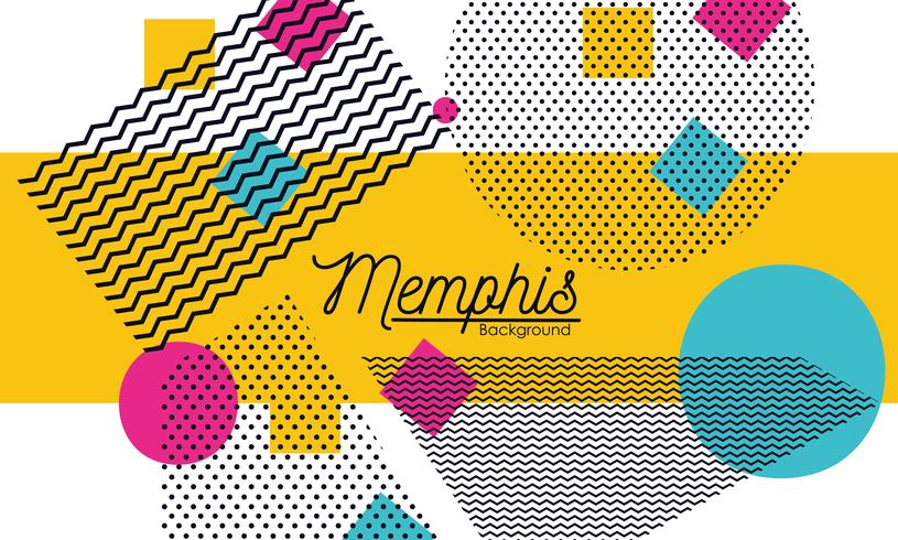 Diseño de fondo colorido de Memphis vector