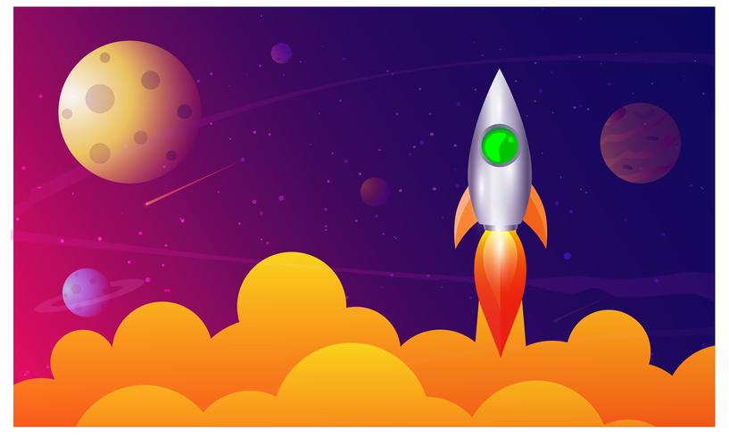 Rocket launch,ship.vector, illustration concept of business product on a market. vector