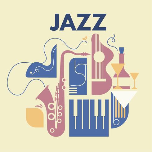 Arte abstracto del jazz e instrumentos musicales vector