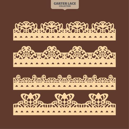 Set Garter Lace Ornament for Embroidery, Cutting Paper and Laser Cut vector