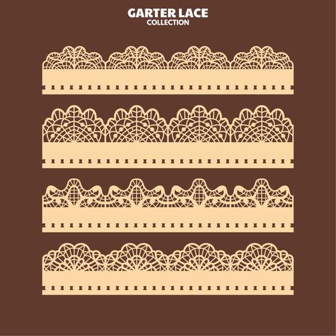 Set Garter Lace Ornament for Embroidery and Laser Cut vector