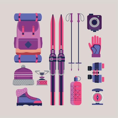 Cute Hiking and Camping equipment vector