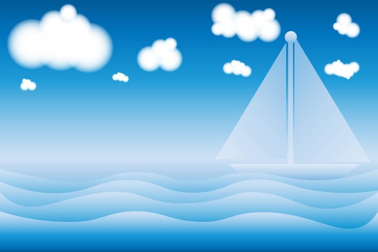 With a sailboat  view summer beach and sea background vector
