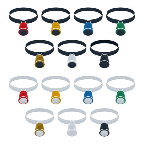 Magnifying glass flat icon set vector