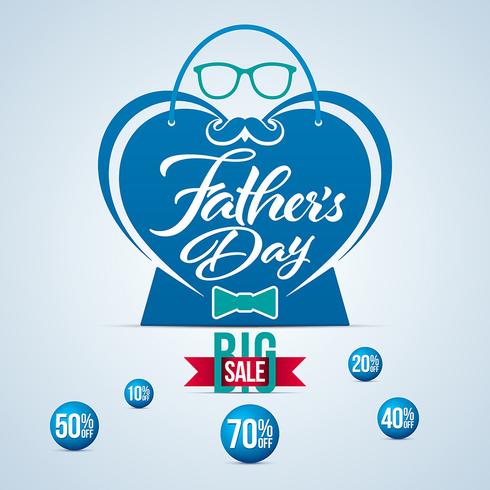 Heart shaped Fathers Day sale banner vector