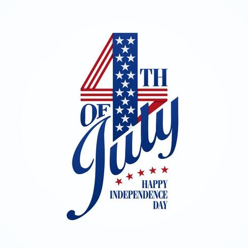 Fourth of July typographic lettering vector