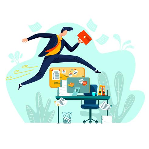 Business - running overcoming obstacles concept vector