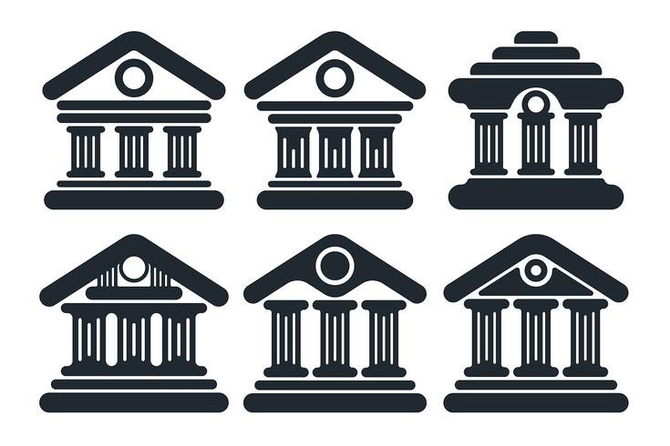 Flat bank building facade icon vector