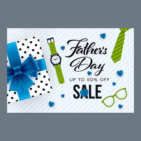 Fathers Day sale horizontal ornate banner vector