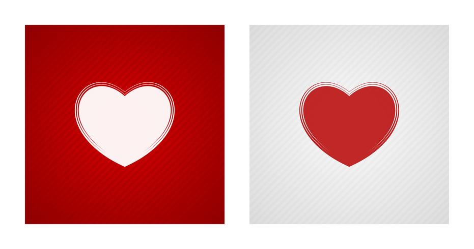 Heart sketches on red and white backgrounds vector