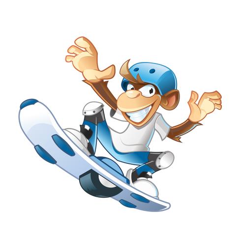 monkey jumping with hover board vector