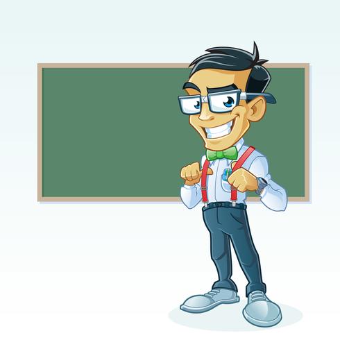 Profesor delante de la mesa vector