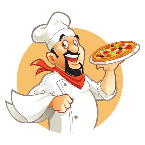 Chef de pizza de dibujos animados vector