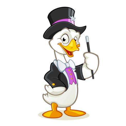 Goose magician cartoon character vector