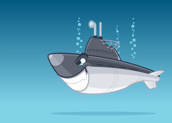 cartoon military submarine vector