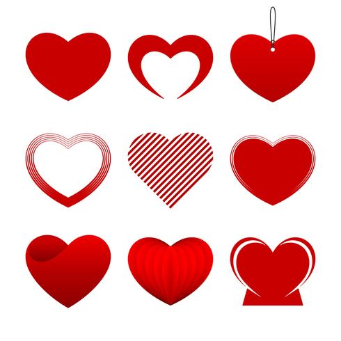 Red hearts collection vector