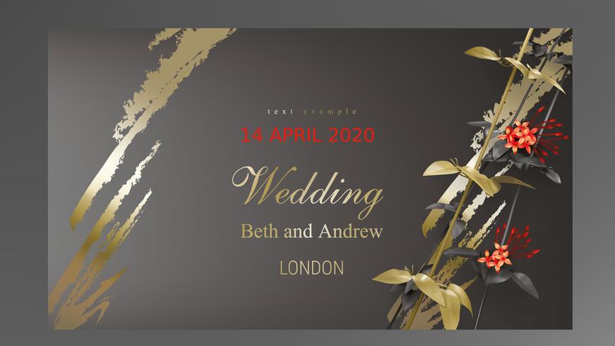 Tropical black and gold leaves on dark background vector