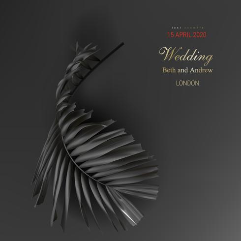 Tropical black palm leaves on dark background vector