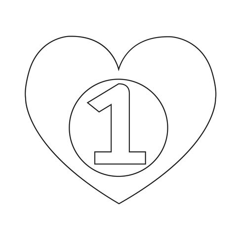 number one heart icon vector