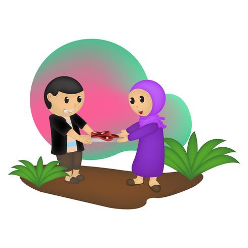 Ilustración de personaje de eid mubarak vector