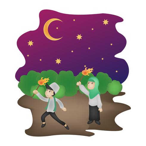 eid mubarak character illustration  vector