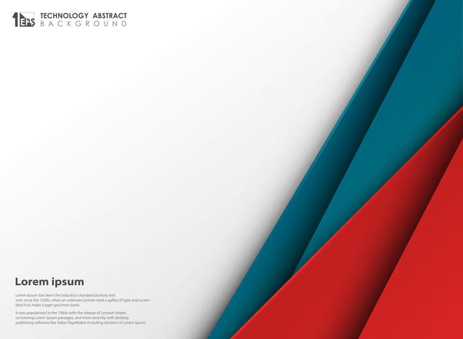 Abstract technology blue red colors paper cut with white copy space background. You can use for presentation, texting, cover artwork design, annual report. vector