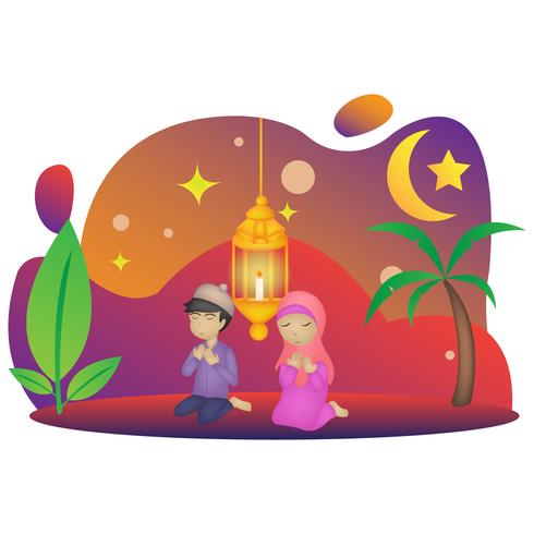 Ilustración de personaje de eid mubarak vector