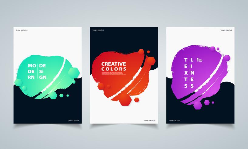 Abstract Hexagonal Colorful Fluid Geometric Shape Banners Brochure
